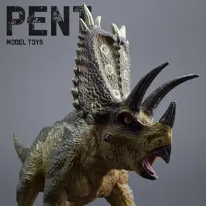 Jurassic Solid Dinosaur Model, Realistic Pentaceratops Toy, Hard Plastic Fish Tank Ornament, Boy Gift Collection Display Piece