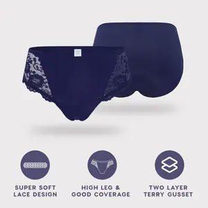 VANEVER Women's Lace High Leg Knickers Microfiber Bikini Briefs with Floral Lace Mid Waist Panties Hipsters High Cut Smooth Elegant Breathable Stretchy Charming Durable Delicate Lightweight Snug-fit Luxurious All-day Comfortable Soft Underwear Briefs