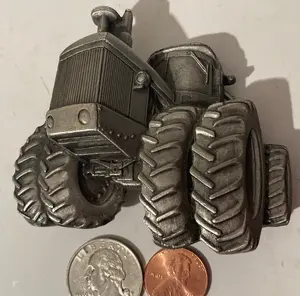 Vintage 1980 Metal Belt Buckle, Tractor, Pewter, 3D, Cool, Heavy Duty Quality, Clothing Accessory, Fashion, Collectible, Shelf Display