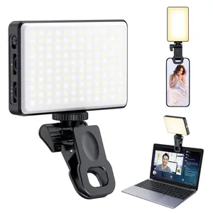 Portable Selfie Fill Light with Clip, 3000mAh Rechargeable Phone Light with Double 1/4" Screw Hole, Dimmable Light for Camera, iPhone, Android, Laptop, Tablet