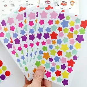6 Sheets Heart/star/polka Dot Shaped Sticker, Colorful Decorative Sticker For DIY Scrapbooking Photo Album Diary
