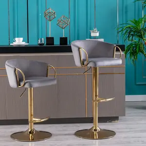 2-Piece Modern Swivel Counter Stools - Height-Adjustable, Chrome Base, Velvet Seat for Kitchen, Home Bar