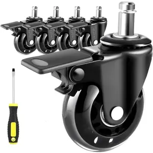 Office Chair Casters with  Heavy Duty 2.5" Universal Fit Locking Casters with , Safe Roller Wheel Replacement  with  System for Hardwood Floors Mat Carpet Tile, Set of 5