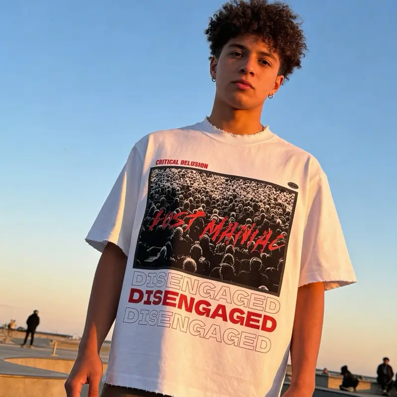 Lost Maniac Disengaged T-Shirt  - White Crew Neck Short Sleeve Top