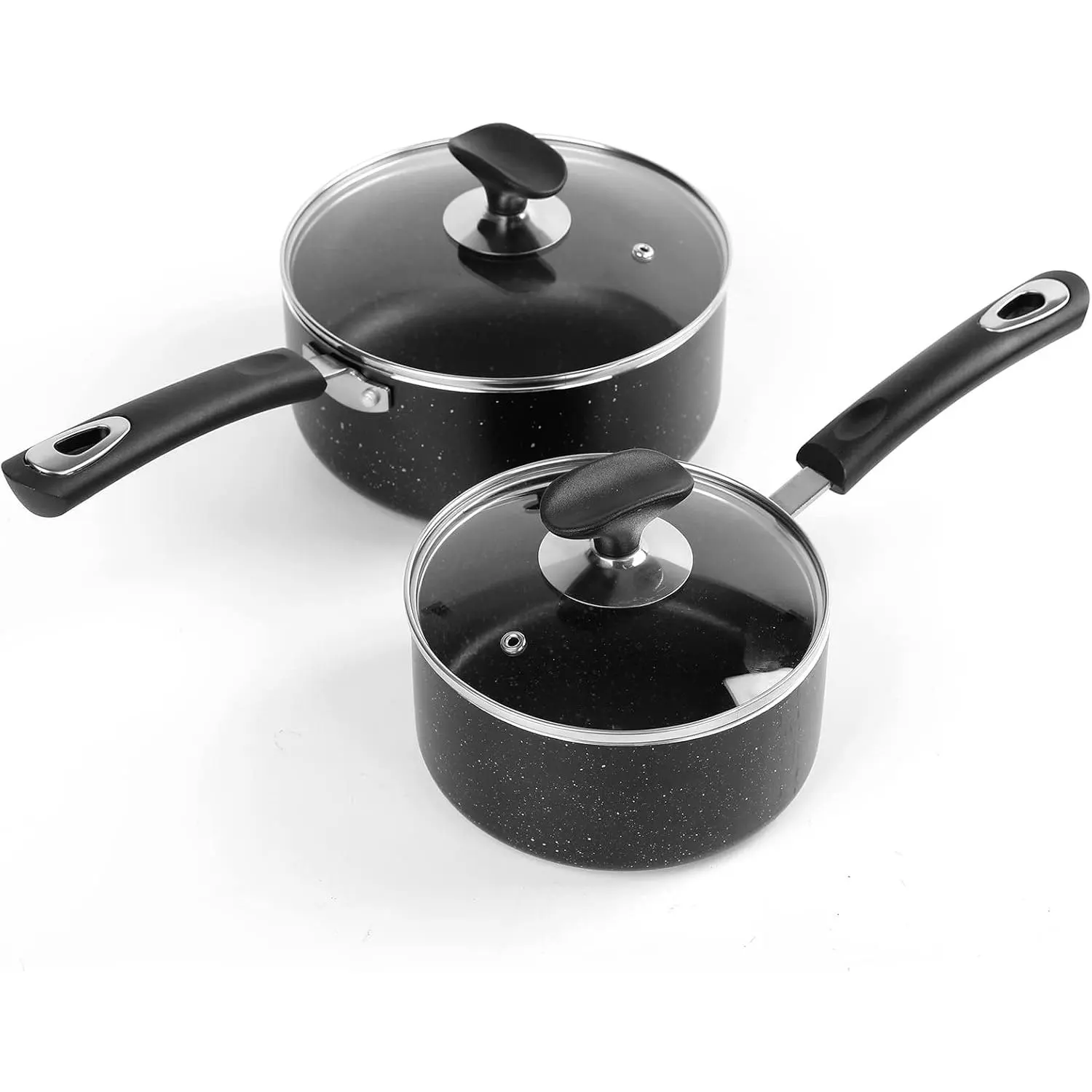 Nonstick Saucepan Set with Lid, Non Stick 1.5QT & 2.5QT Sauce Pan Set with Glass Lid Small Pot for Home Kitchen