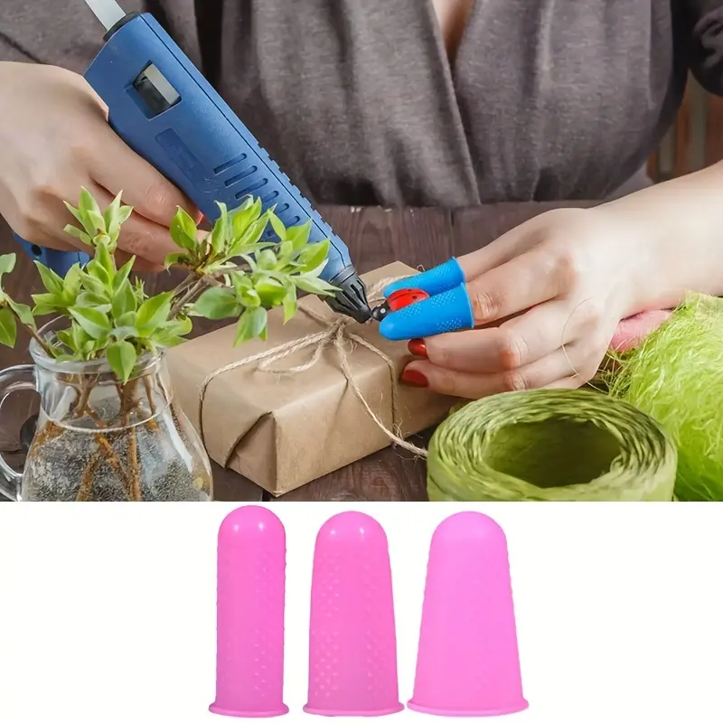 3pcs Hot Glue Gun Finger Protectors, Silicone Finger Protectors, Finger Protectors, Finger Protectors For Hot Glue, Silicone Thimble, Hot Glue Finger Protectors, Finger Guard, Suitable For Hot Glue Guns, Wax, Adhesive, Scrapbooking And Sewing