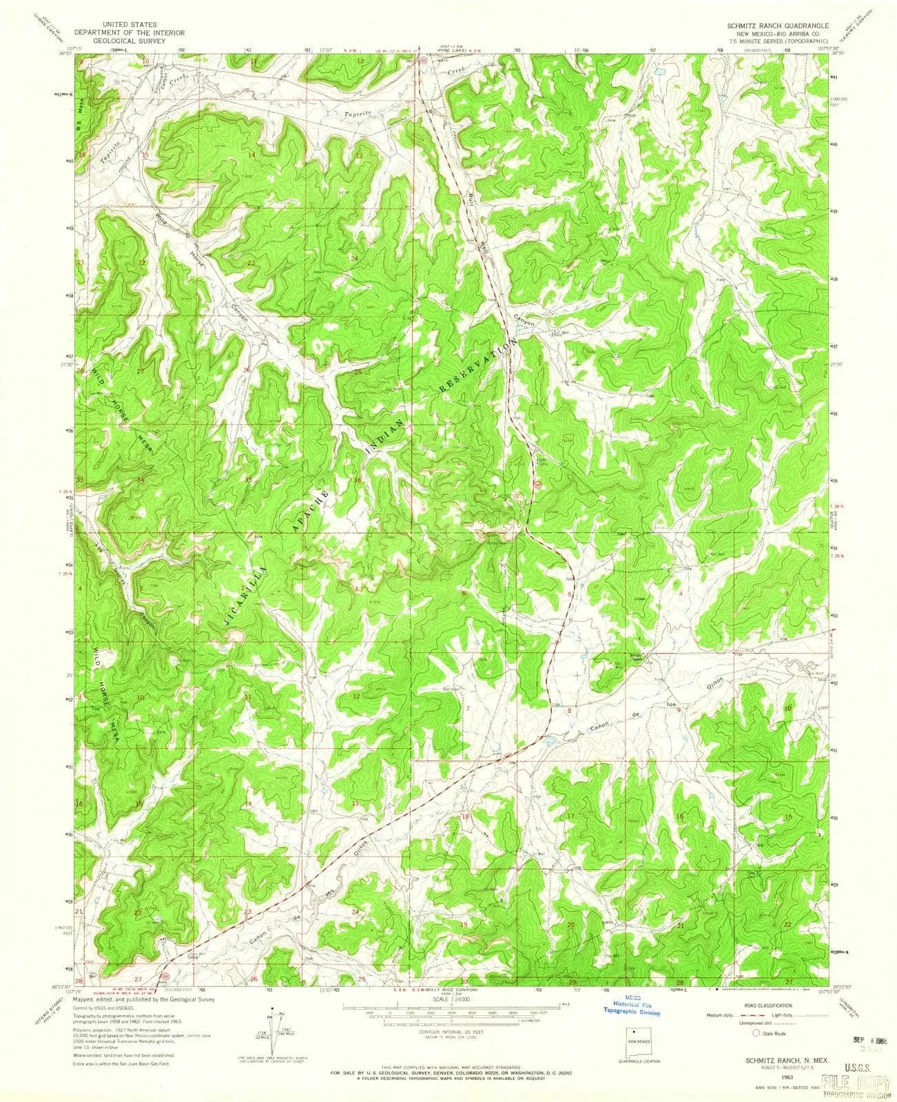 Schmitz Ranch New Mexico USGS Topographic Quadrangle Map, 1963, 1:24000