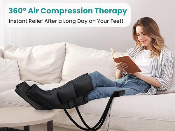 Nekteck Leg Massager for Circulation and Pain Relief, Air Compression Leg and Foot Massager, to Relieve Pain Swelling Edema, Edema RLS with 6 Modes & 6 Intensities, Relaxation Gifts for Mom Men Women Dad Wife Friend