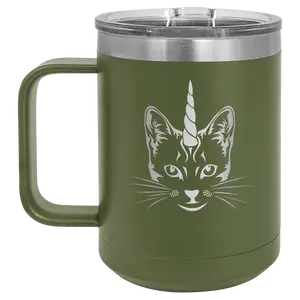 Caticorn 15 oz Mug | Olive Green