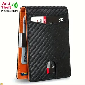 Men's RFID Blocking Wallets for Credit Cards Ultra Thin Slim Minimalist Front Pocket Wallet with ID Window 12 Card Slots Multi Function Bifold Wallet for Cash Gift