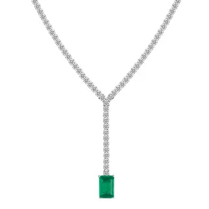 DW Emerald Color Luxurious Cubic Zirconia Necklace 925 Sterling Silver
