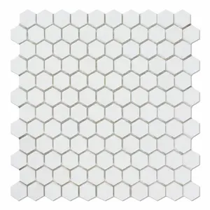 Thassos White Hexagon 1" Polished/Honed Marble Mosaic Tile
