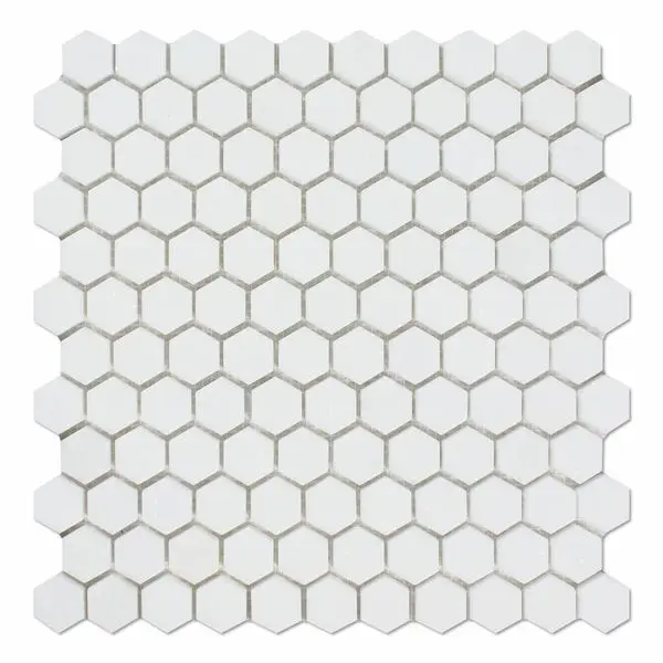 Thassos White Hexagon 1" Polished/Honed Marble Mosaic Tile