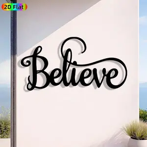 1pc Minimalist Believe Metal Wall Art, Minimalist Believe Statue Mural, Iron Craft, Perfect for Living Room, Bedroom, Office Wall Decor, Artistic Metalwork, Intricate Craftsmanship, Christmas Decor, Ideal Gift for Dreamers