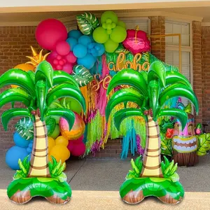 2Pcs Large Standing 3D Coconut Tree Foil Balloons – Perfect for Summer/Beach/Pool Party, Hawaiian Theme & Birthday Setup, Photography Prop & Background Decor for Party Lovers, Tropical Luau Vibe
