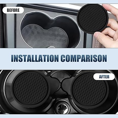 2PCS Car Cup Holder Coaster, Universal Auto Non-Slip Cup Holder Coaster, 2.75In Universal Non-Slip Recessed Car Interior Accessories (Black)