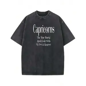 Vintage Capricorn Season T Shirt Featuring The Year Starts With Us Quote Oversized Astrology Birthday Gift for Women and Men