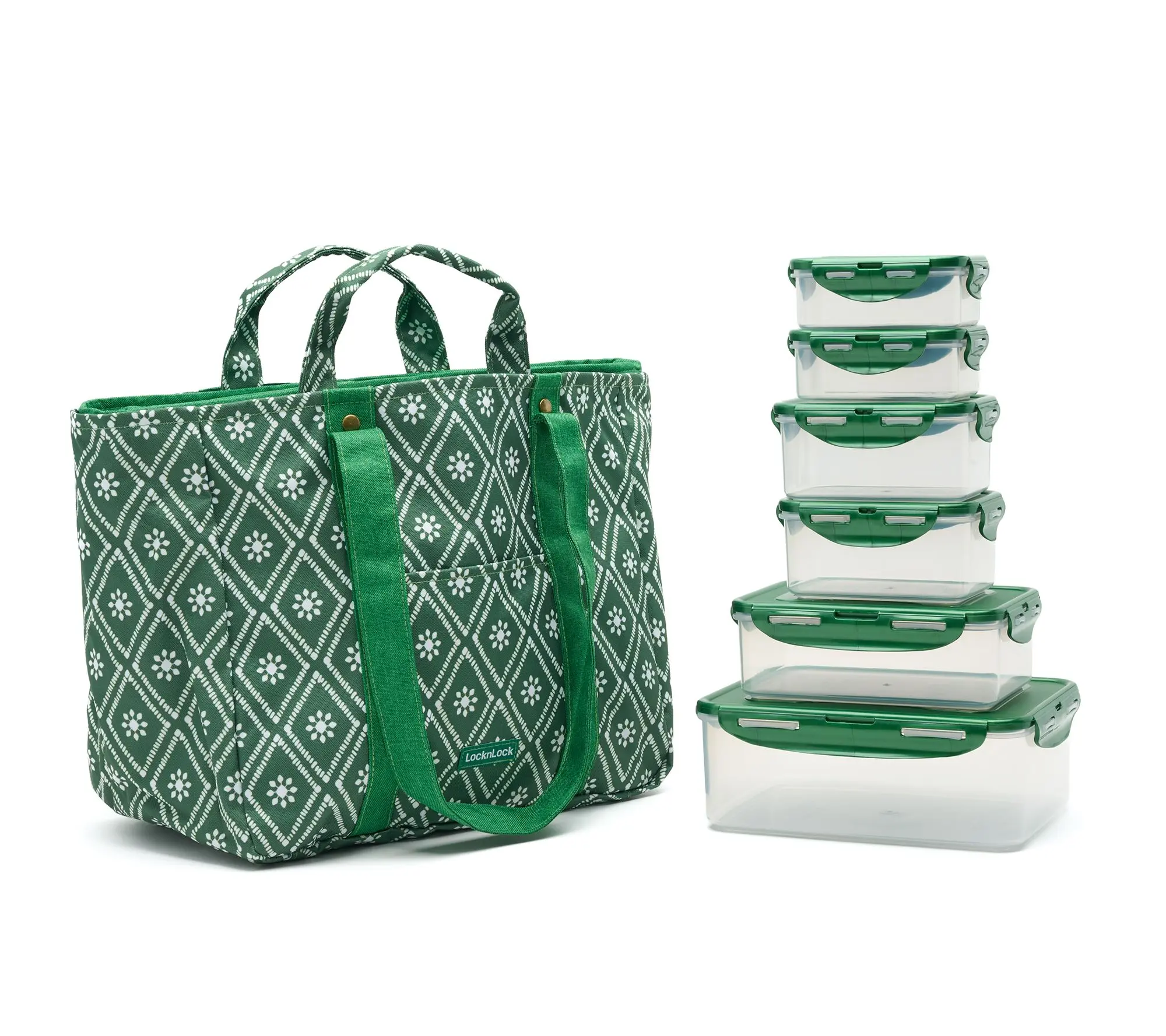 LocknLock 2-Pc Insulated Cooler Totes w/ 6-Pc Rectangle Set LocknLock 2-Pc Insulated Cooler Totes w/ 6-Pc Rectangle Set
