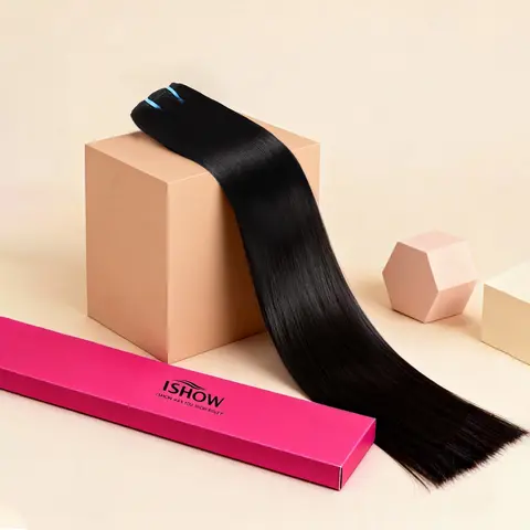 [Raw Vietnamese Hair] ISHOW Straight Human Hair Bundles 100% Unprocessed Virgin Hair Vietnam Hair Double Drawn Hair Salon Quality Natural Black Color 14-24Inch