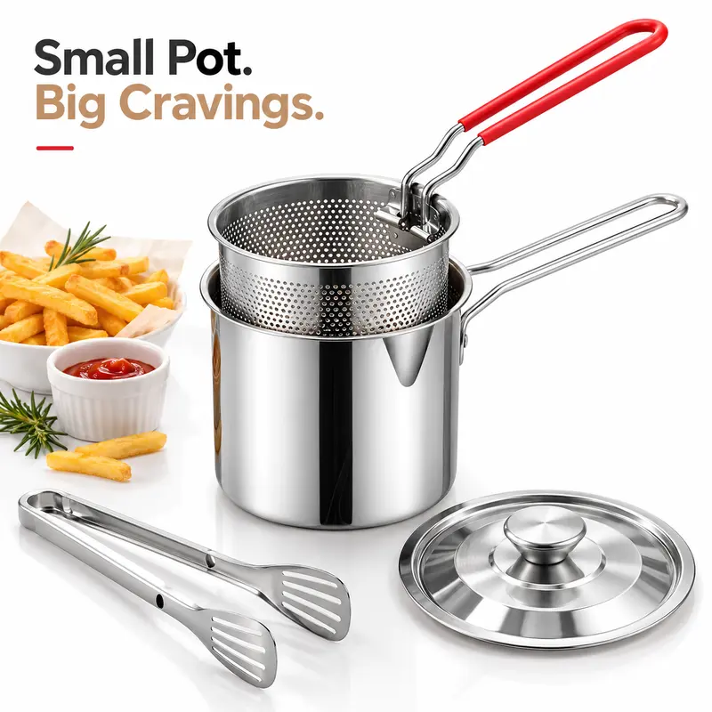Stainless Steel Deep Frying Pan with Lid, 1 Count Non-stick Deep Fryer with Oil Drip Filter Rack for Fried Chicken