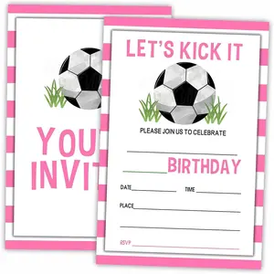 Soccer Birthday Invitations, 20 Invite Cards with Envelopes, Sports Double-Sided Fill-In Invite Cards For Birthday Party, Boys, Girls, Kids, Teen-D09
