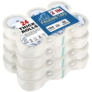 Packing Tape, 24 Rolls Heavy Duty Clear Packaging Tape for Shipping Packaging Moving Sealing, 2 inches Wide, 65 Yards Per Roll, Total 1560 Yards