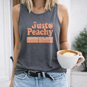 Selamara Women's Colorful Printed Sleeveless Tank Top Just Peachy Graphic Tees Regular Fit Casual Summer Daily Wear - Womenswear