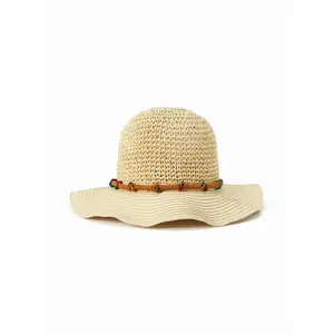 Cider BEADED LACE-UP STRAW HAT