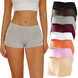 FINETOO 8 Pack Cotton Full Coverage Boyshort Underwear for Women Breathable Plain Boxer Briefs Comfy Elastic Ladies Panties
