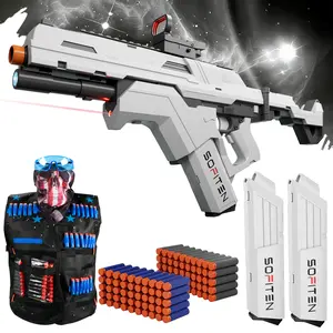 SOFITEN Ascend N,7.4V High Speed Full Auto Toy foam blaster set with Tactical Vest / Infrared / Flashlight / Power Indicator&Foldable Stock / 2 type darts, Toy gun set ideal for 8+ boys girls; For Gift party outdoorfun #summerwins #dealsforyoudays