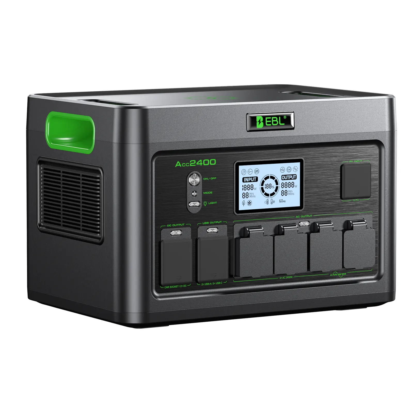 EBL 2400W Portable Backup Battery Power Supply - Single Unit/Combo (Combo Items Shipped Separately), 1843Wh, 4 AC Outlets, 100W PD, Off-Grid Inverter, Portable Bank Generator for Home, Outdoor (Supports 12000BTU Window AC, RV), Power Portable