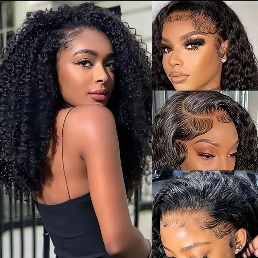 [NEW IN] Wear and Go Glueless Wigs Human Hair Pre Plucked Hair Line Pre Bleached Tiny Konts Pre Cut 4x4 Lace Closure Wigs Afro Kinky Curly Human Hair