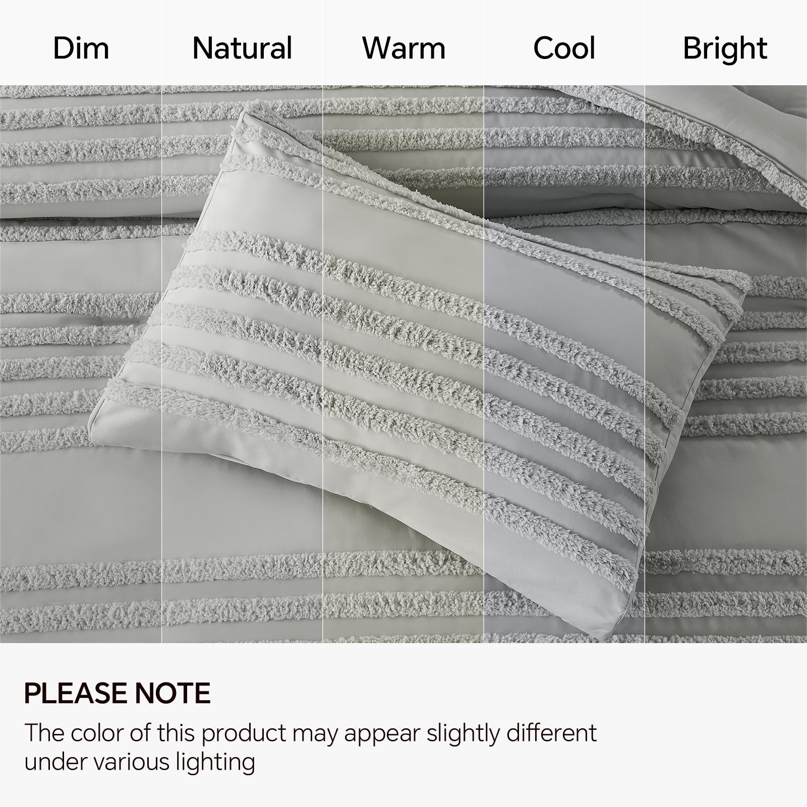 BEDELITE Boho Comforter Set, Tufted Striped Bed Set  Soft Vintage Farmhouse Comforter for All Seasons, Boho Home Decor Fluffy Jacquard Bedding Pillow Shams