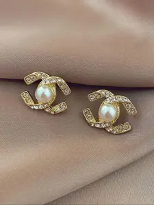 Elegant Zircon Cross Pearl Earrings Set, Trendy C-Shaped Ear Clips for Women, Perfect for Daily Wear & Date Nights, Stud Earring Jewelry