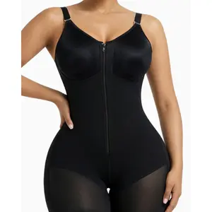 Deep V Neck Body Shaper Shapewear for Women Tummy Control Bodysuits Zip-Up Comfort Ultra Stretch Fabric Customizable Fit Breathable Mesh Design Comfortable Fit
