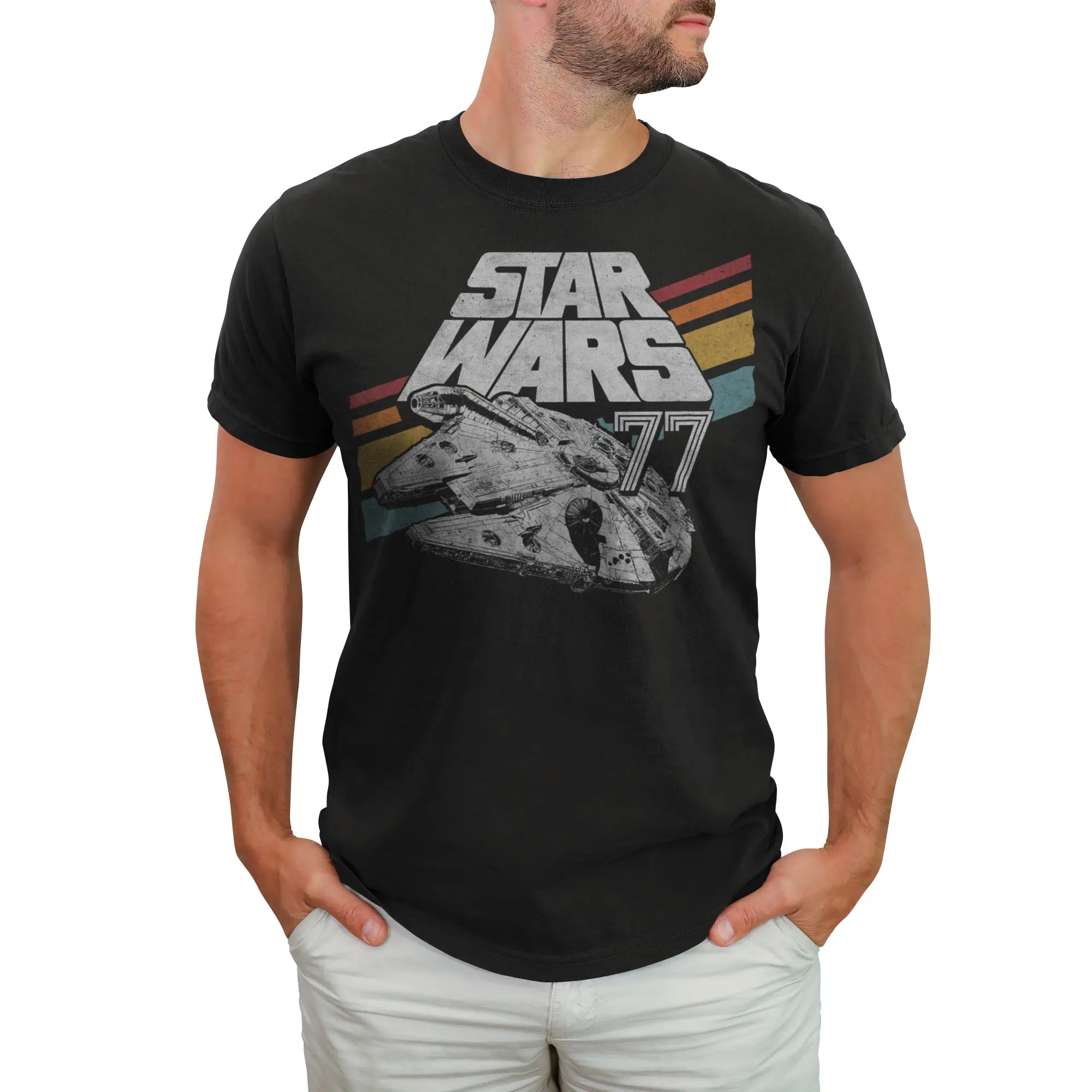Men's Star Wars Retro 77 Millennium Falcon Stripes T-Shirt