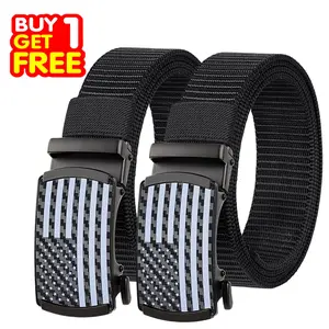 Buy 1 Get 1 Free Golf Ratchet Belt for Men, Mens Belt Casual 1 1/3" Flag Pattern Auto Slide Buckle for Jeans