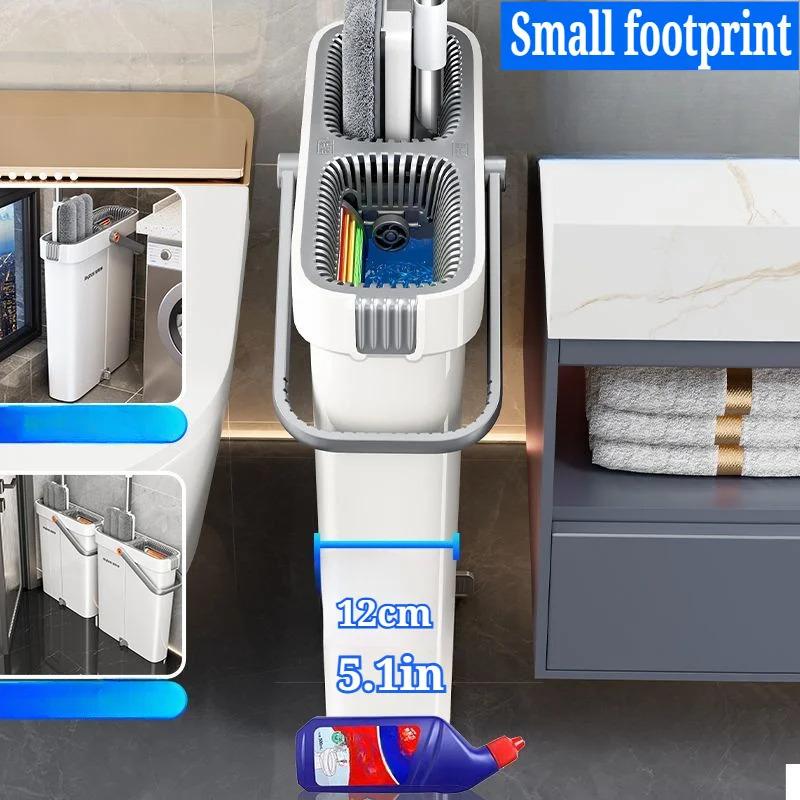 For GGL-M03 Durable Flat Mop Bucket Set Magic Handle Eco-Friendly High Dehydration Rate Reusable Mop Pads for Dry/Wet Floor