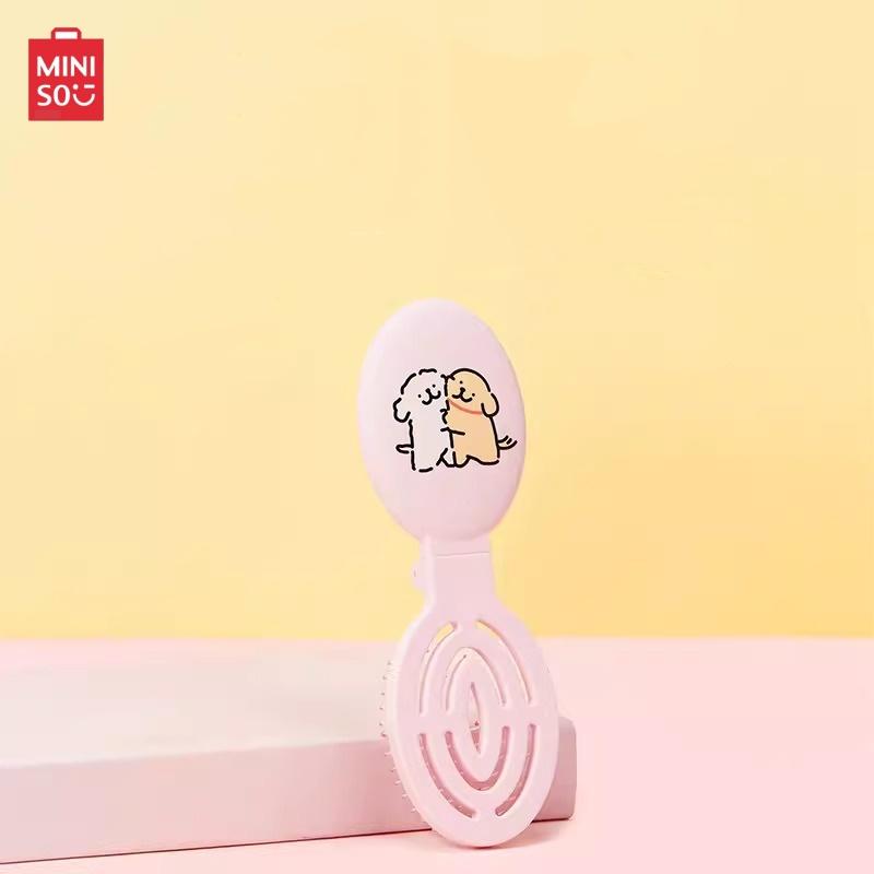 Miniso Maltese Pink Hair Brush  Gentle No-Pull Detangling for Girls Teens & Kids Perfect for Daily Use at Home School Dorm & Travel Adorable Gift