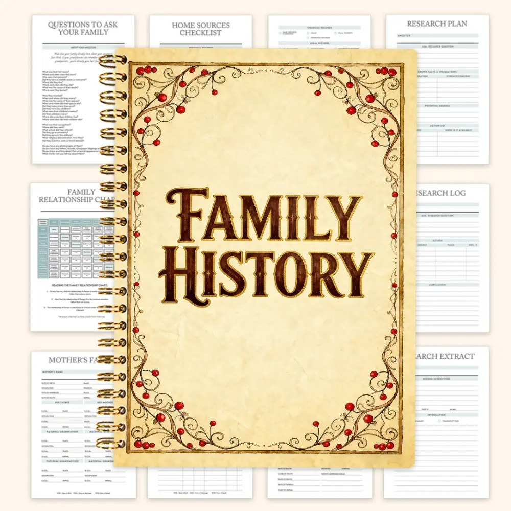 Family Tree History Book and Genealogy Planner, Hardcover Relative Organizer with Step-By-Step Guide, Heritage Diary, Perfect Gift for Parents/great-Parents