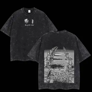 valentine shirts Retro Heavy Limited Chainsaw Man Anime Double Printed Washed Tee Unisex Anime Manga Washed Heavyweight T-shirt, Anime Lover Menswear Fabric Top BFV