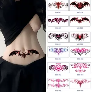 12 Sheets Belly Tattoos Stickers Temporary Fun Waist Cover Scar Female Tattoo Waterproof for Female Women and Girls,Halloween,Party