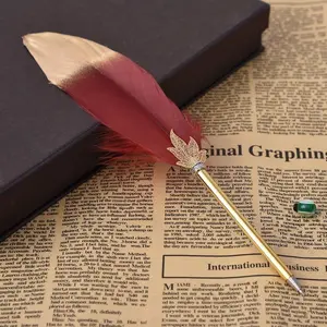 Quill Pen   Ballpoint Pen Refined Witchy Pen for Writing Signature or  Wedding Bridal (Deep red)
