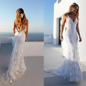 Sexy Lace Bridal Dress Women Wedding Formal V Neck