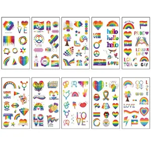 Gay Rainbow 10pcs Stickers - LGBTQ Pride Day Face Temporary Tattoo Stickers for Celebrating Diversity and Inclusivity