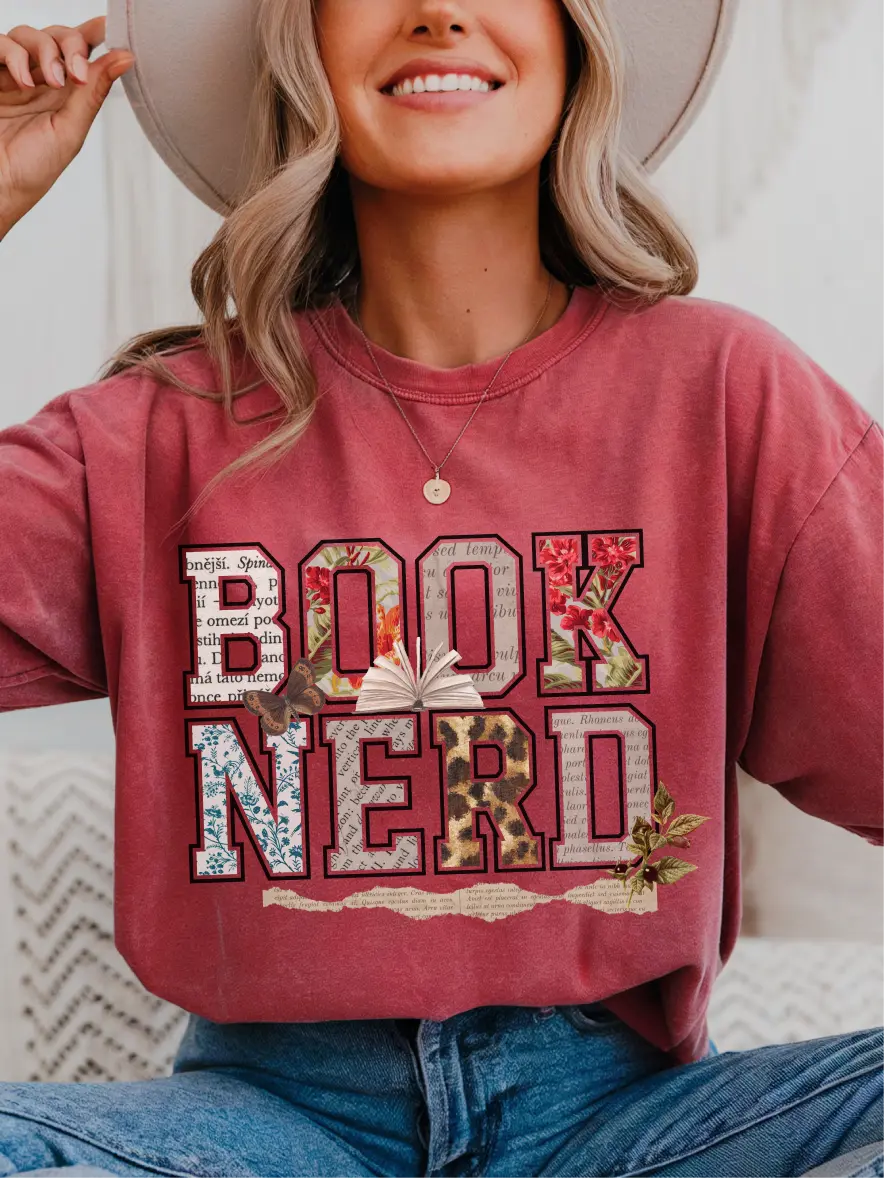 Book Nerd ~ Unisex Short Sleeve CC Garment Dyed T-Shirt Printed in the USA