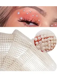900/750/646/504pcs (Bulk) Self-Adhesive White Pearl Stickers - 4 Sizes (Large to Small) Glossy Round Pearls for Face, Hair, Nails, Crafts, DIY, Wedding & Party Decorations - No Residue Removable Synthetic Gemstone Patches