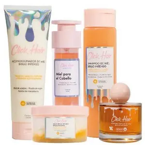 Kit Click Hair - Shampoo + Acondicionador+ Mascarilla + Meil+ Perfume Capilar  Miel Brillo Intenso