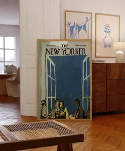 (No Frame) Vintage New Yorker Cover Poster 1964 Night Cityscape Art