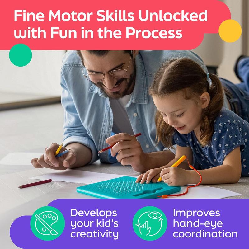 Magnetic Drawing Board for Kids & Toddlers with Beads and Magnet Stylus Pen - Magnetic Tablet Toy for Airplane & Car Ride Activities for Kids